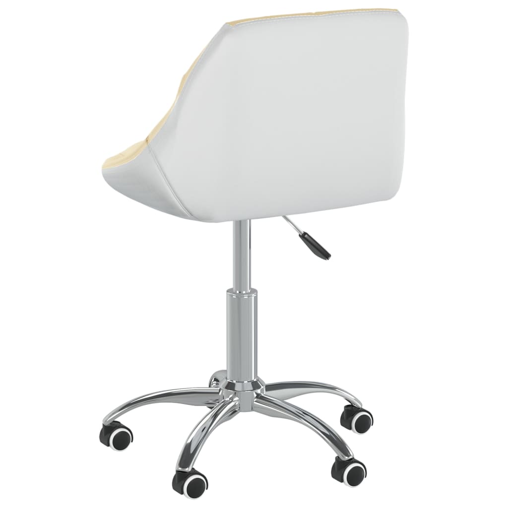 Drehbarer Bürostuhl Kunstleder Creme und Weiß