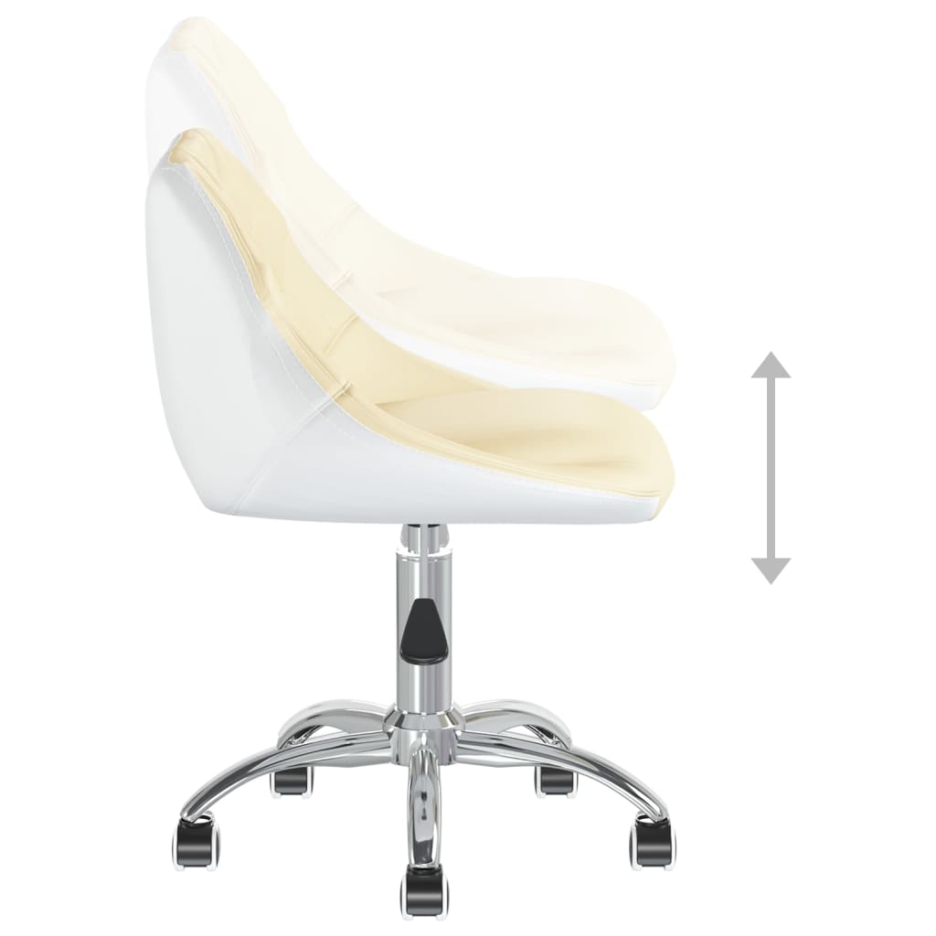 Drehbarer Bürostuhl Kunstleder Creme und Weiß