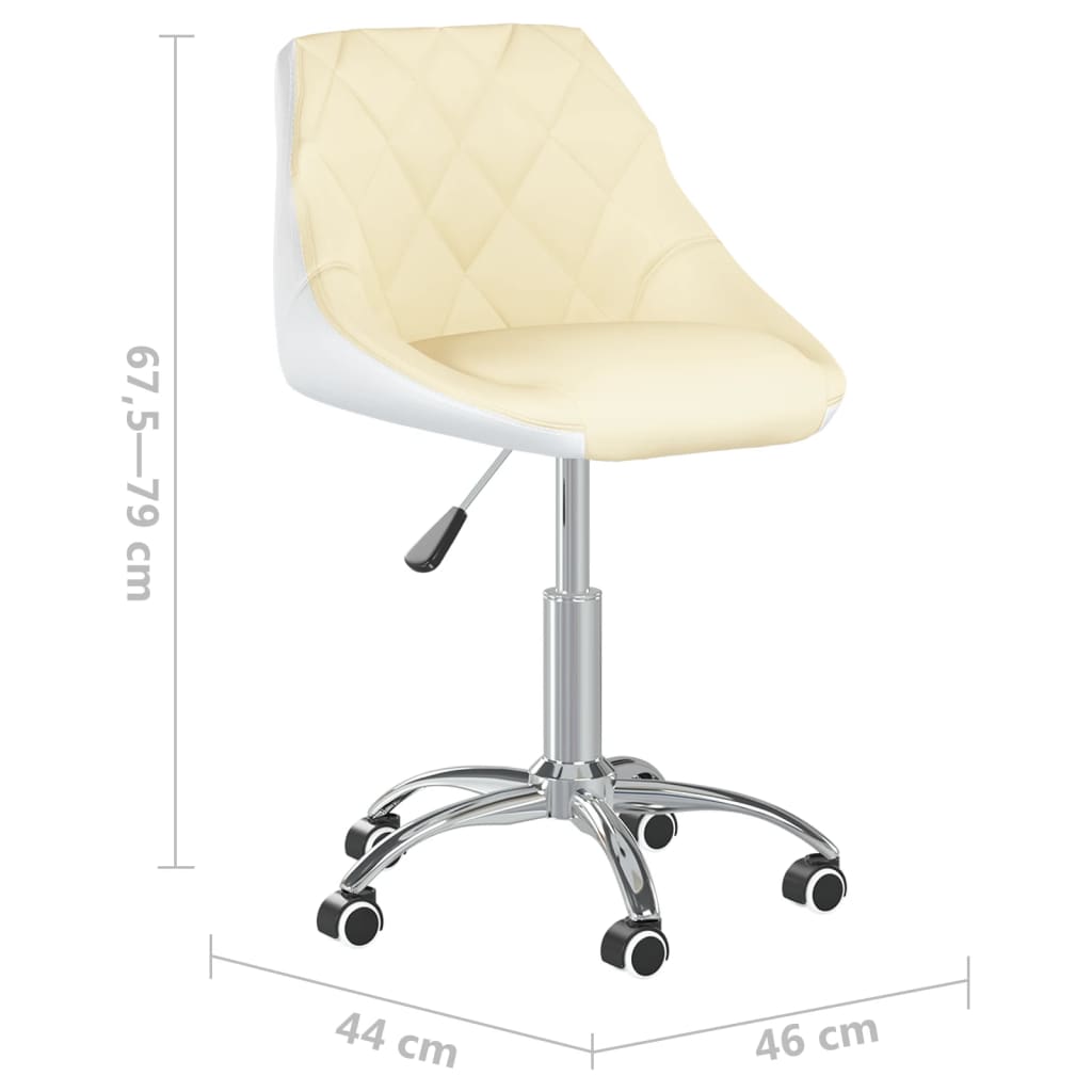 Drehbarer Bürostuhl Kunstleder Creme und Weiß