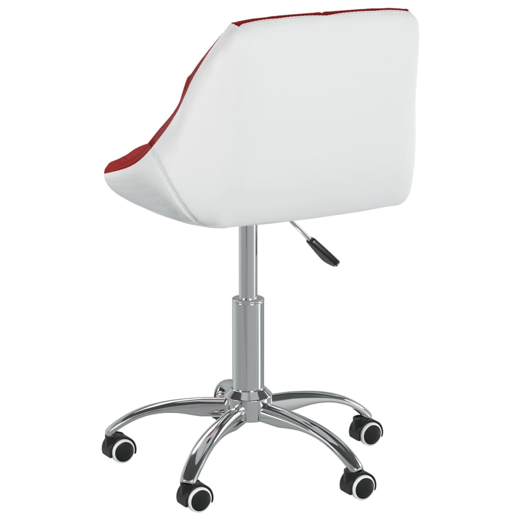 Bürostuhl Drehbar Weinrot und Weiß Kunstleder