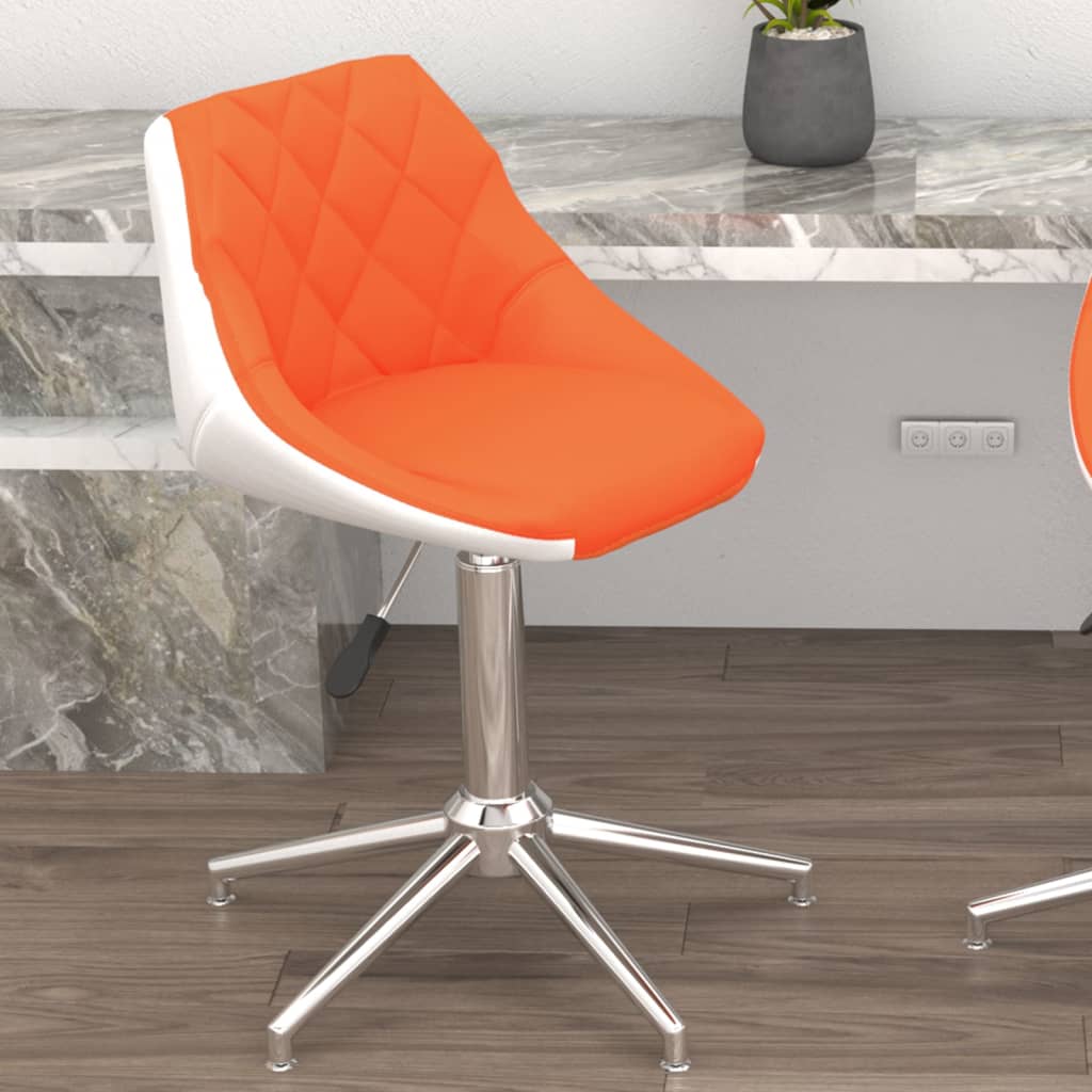 Drehbarer Bürostuhl Kunstleder Orange und Weiß