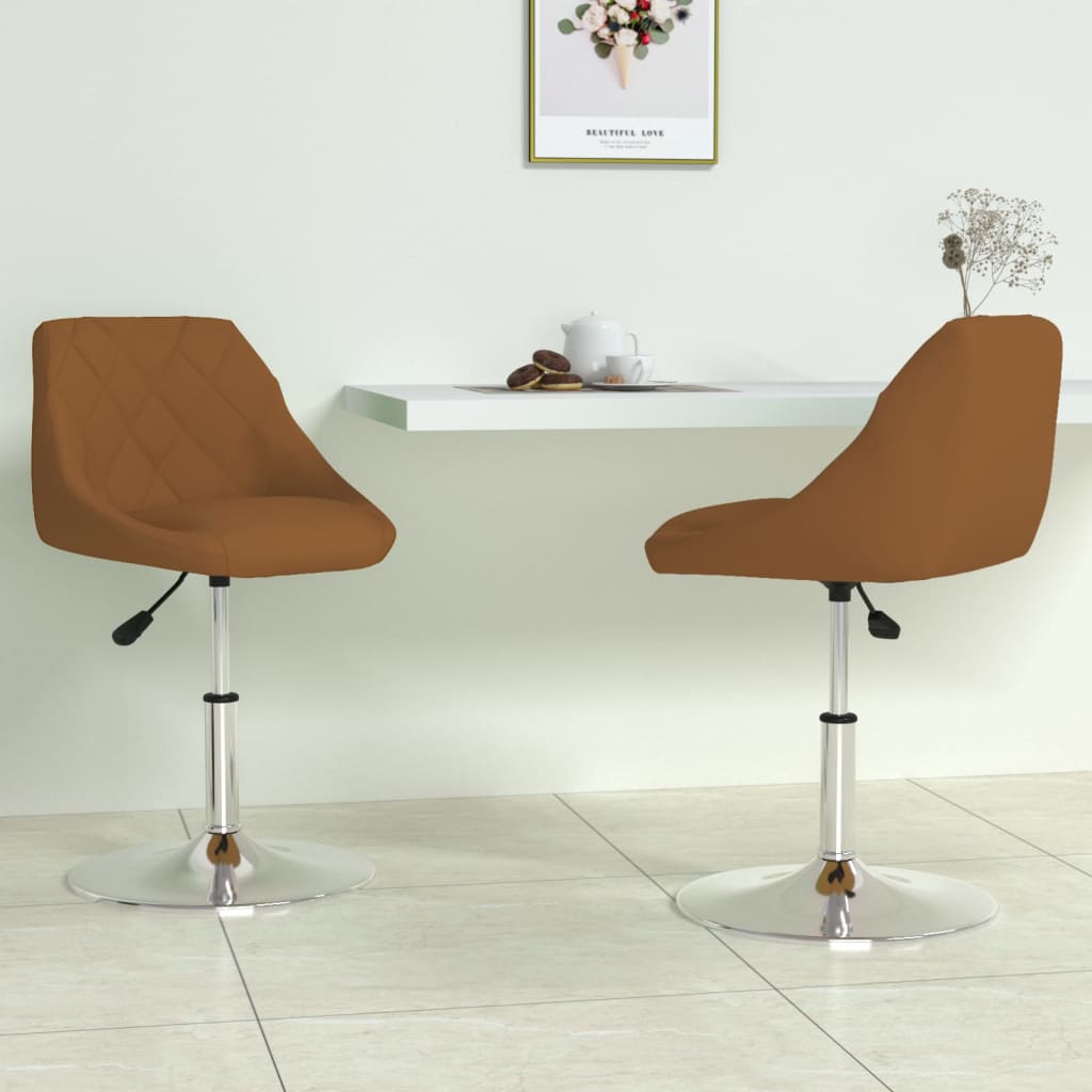 Dining Chairs 2 pcs. Swivel Brown Velvet
