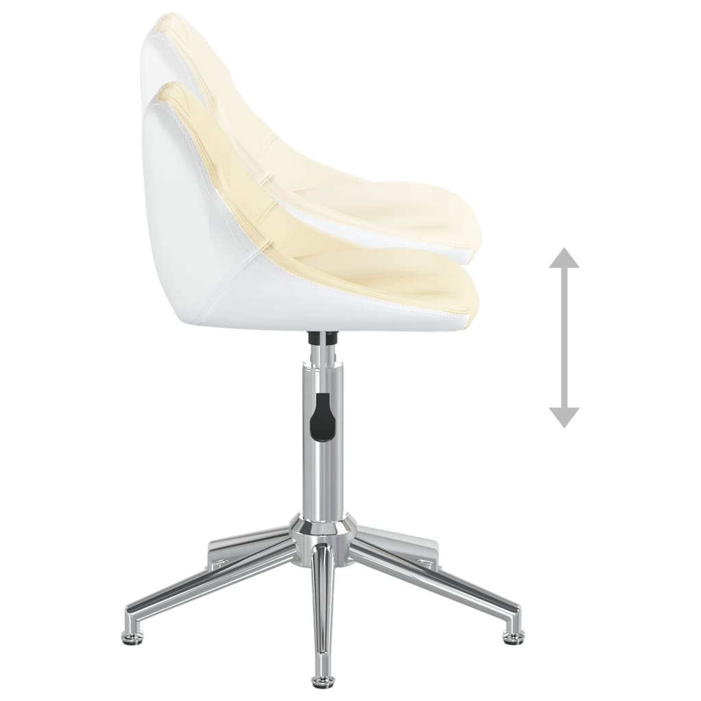Bürostuhl Drehbar Creme und Weiß Kunstleder