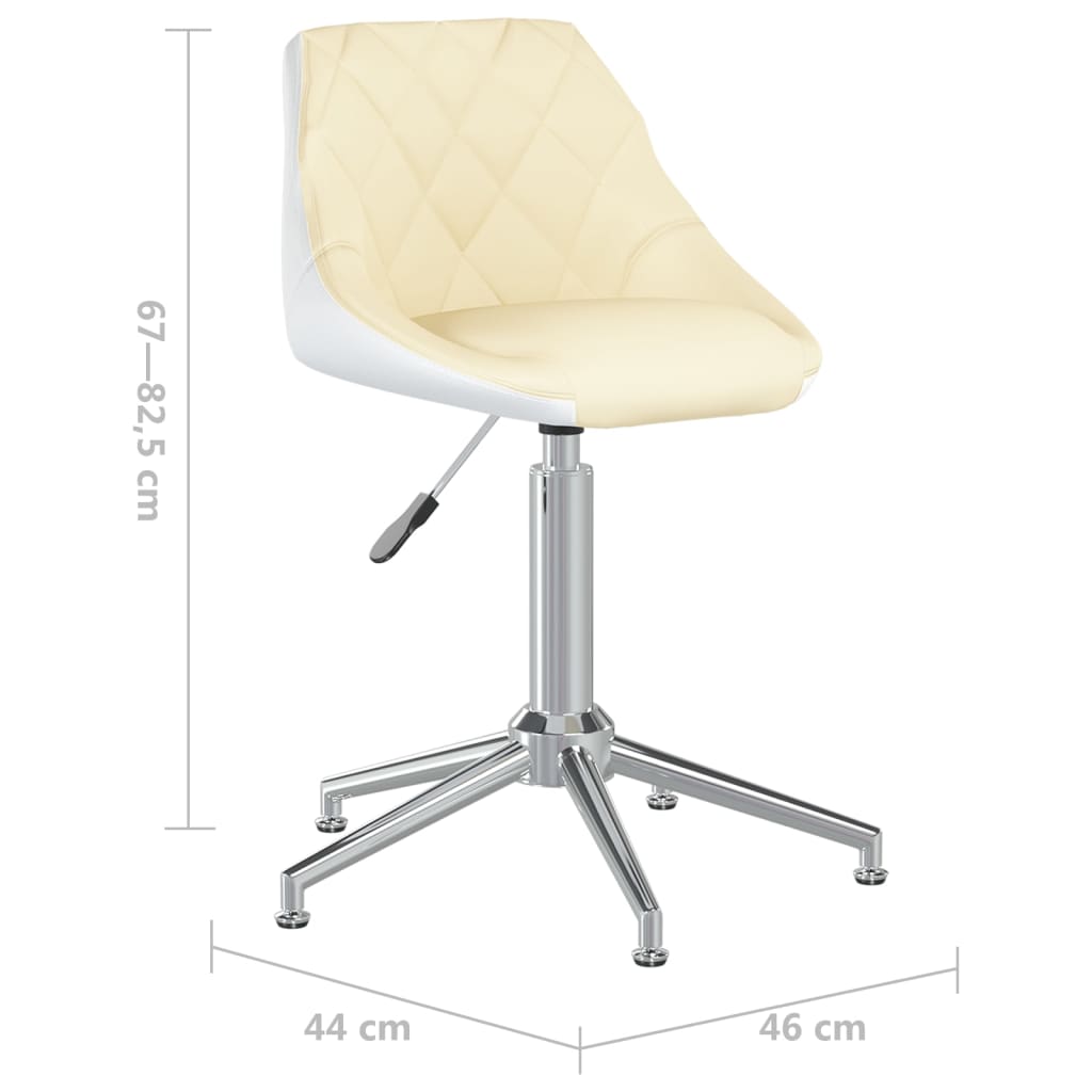 Bürostuhl Drehbar Creme und Weiß Kunstleder