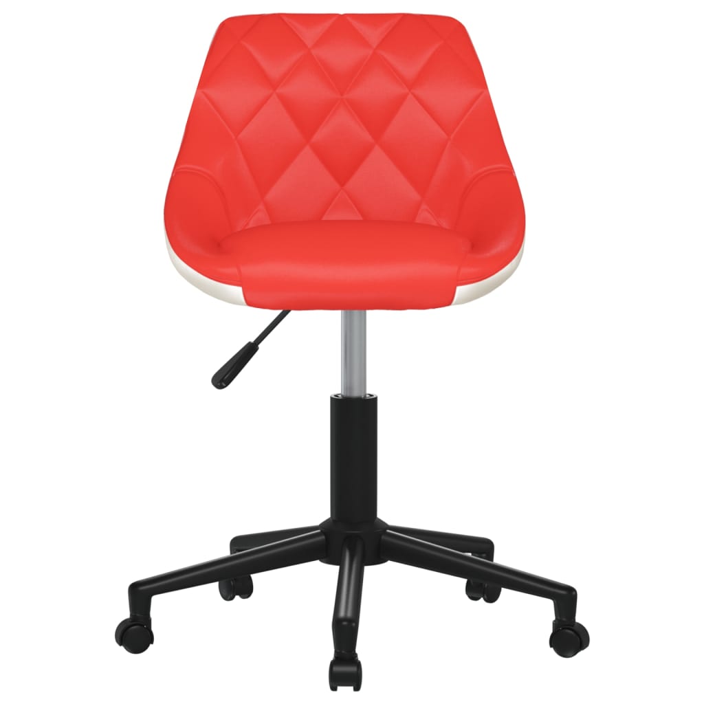 Bürostuhl Drehbar Rot und Weiß Kunstleder