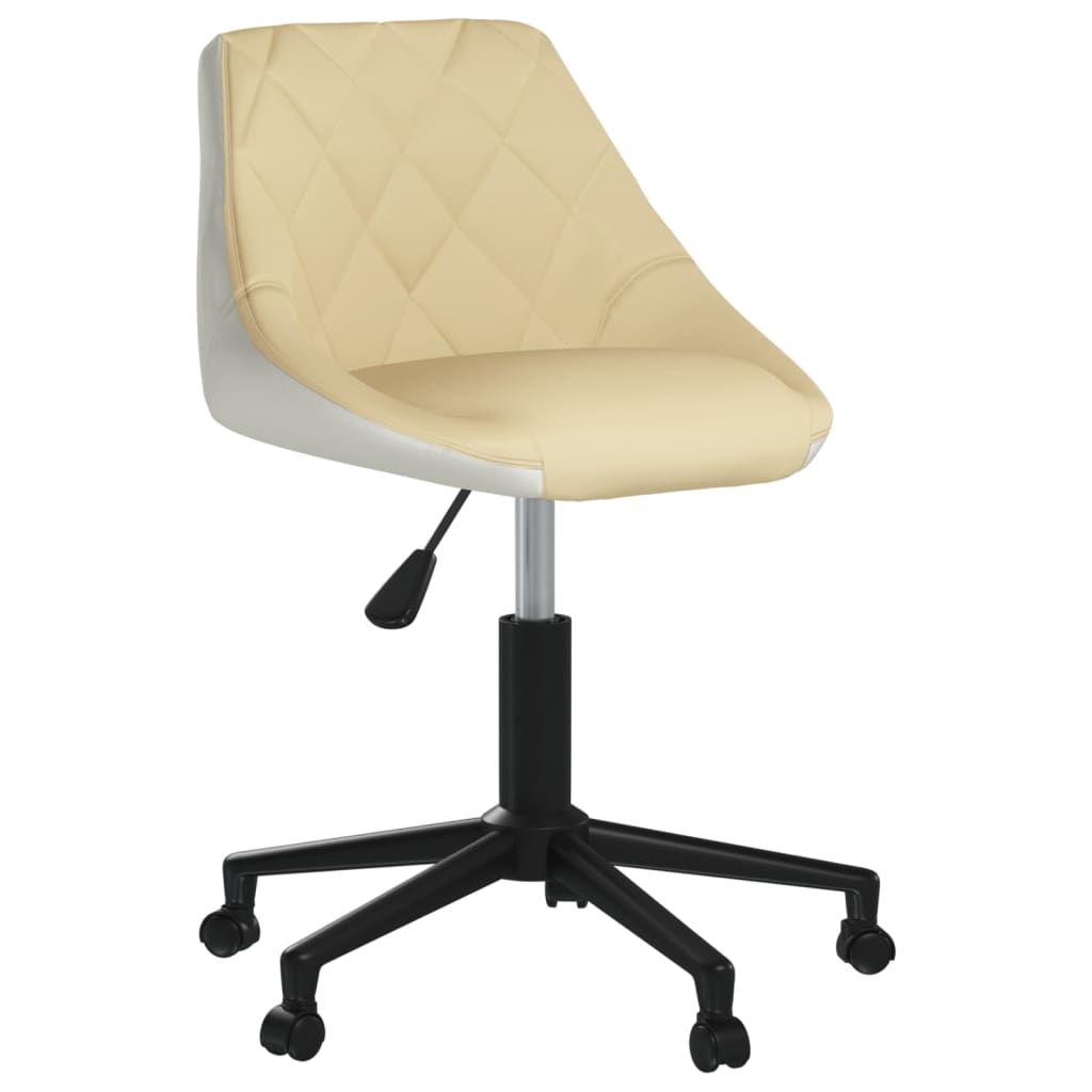 Bürostuhl Drehbar Creme und Weiß Kunstleder