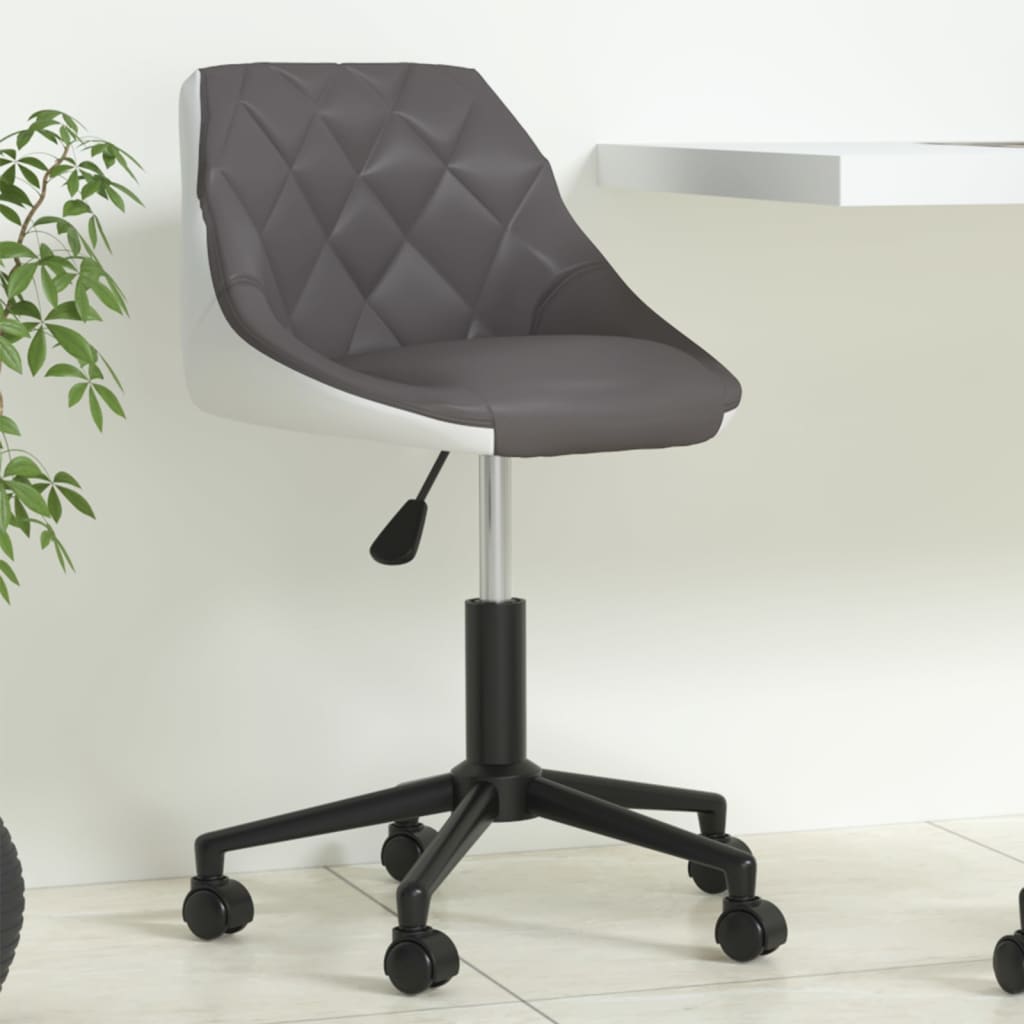 Bürostuhl Drehbar Grau und Weiß Kunstleder