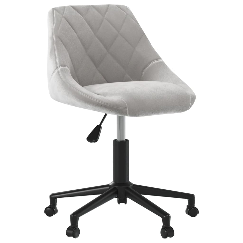 Office chair swivel light grey velvet