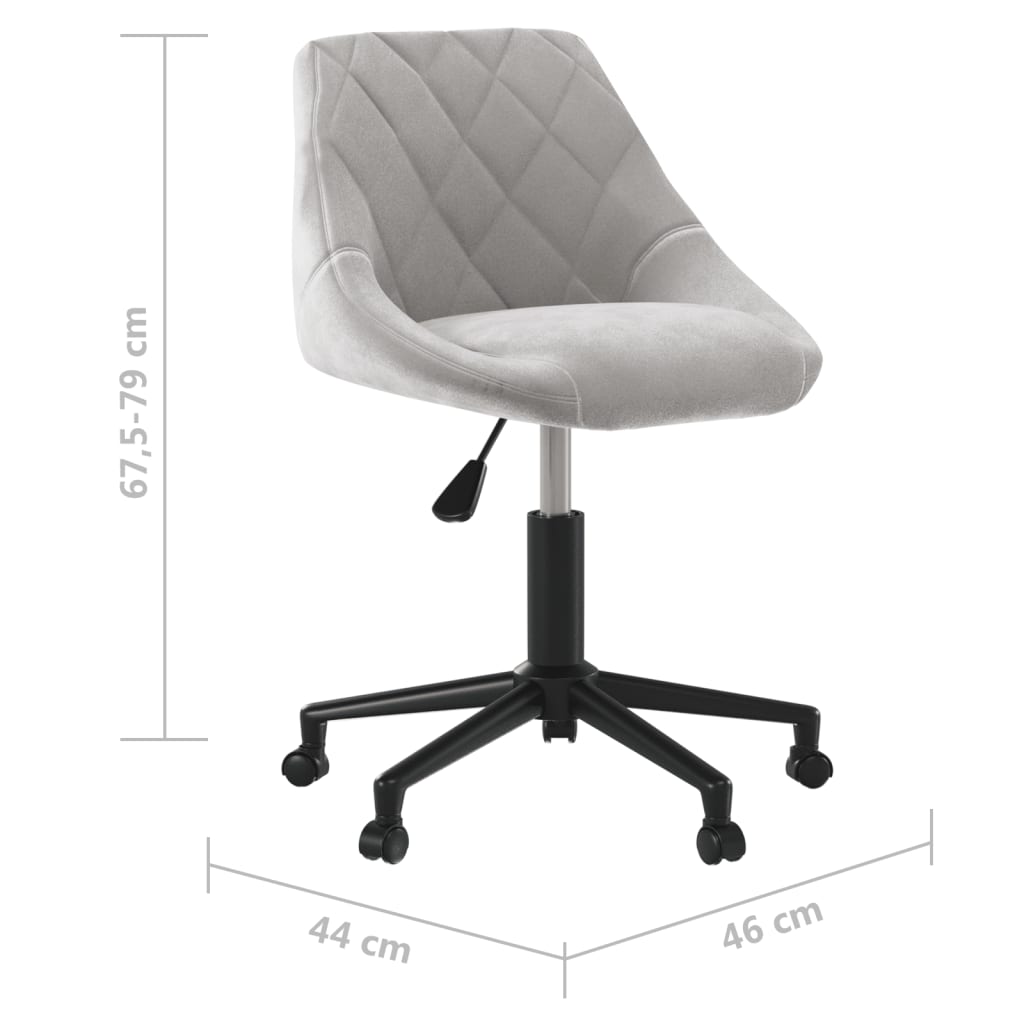 Office chair swivel light grey velvet