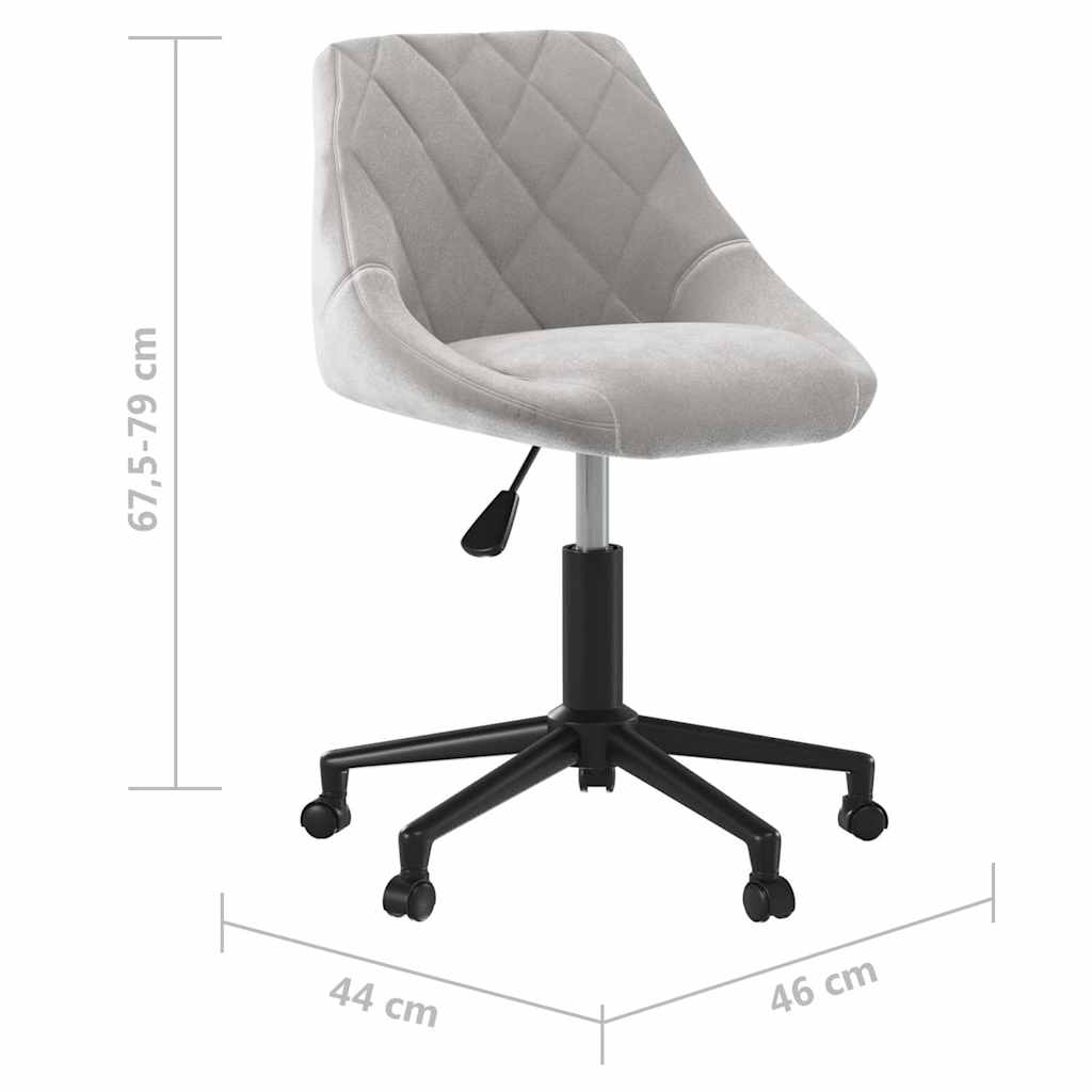Bürostuhl Drehbar Hellgrau Samt