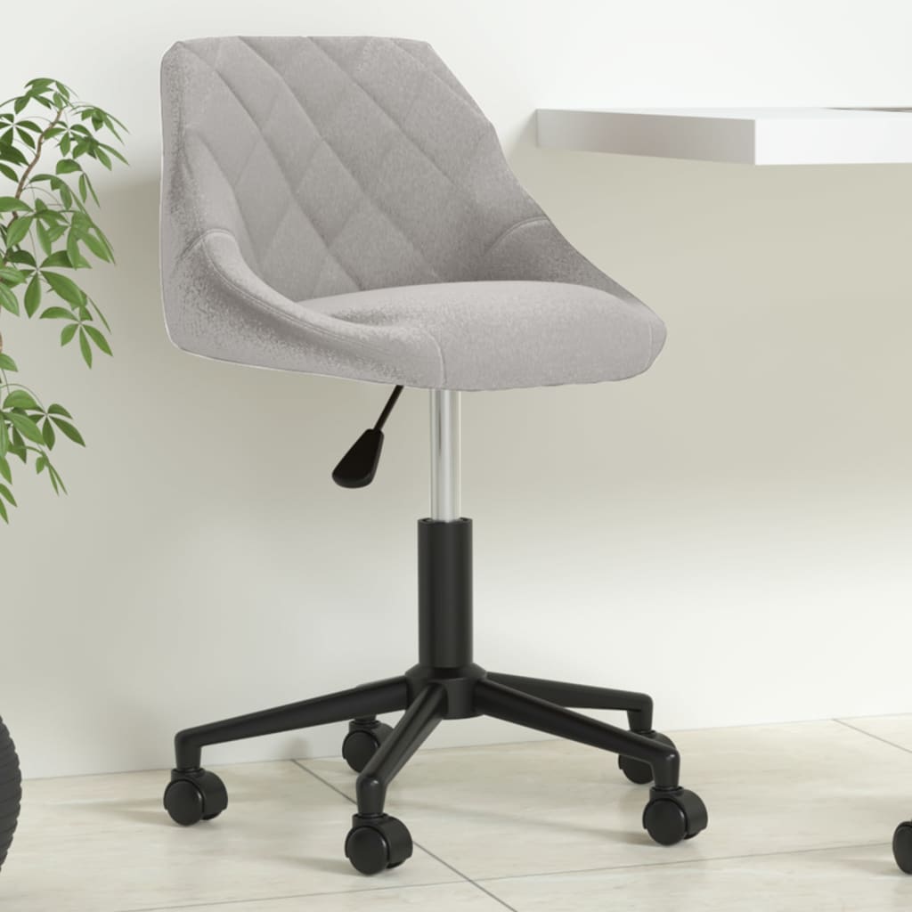Office chair swivel light grey velvet