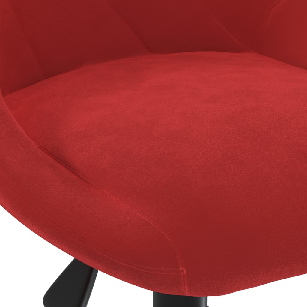 Chaise de bureau pivotante en velours rouge vin