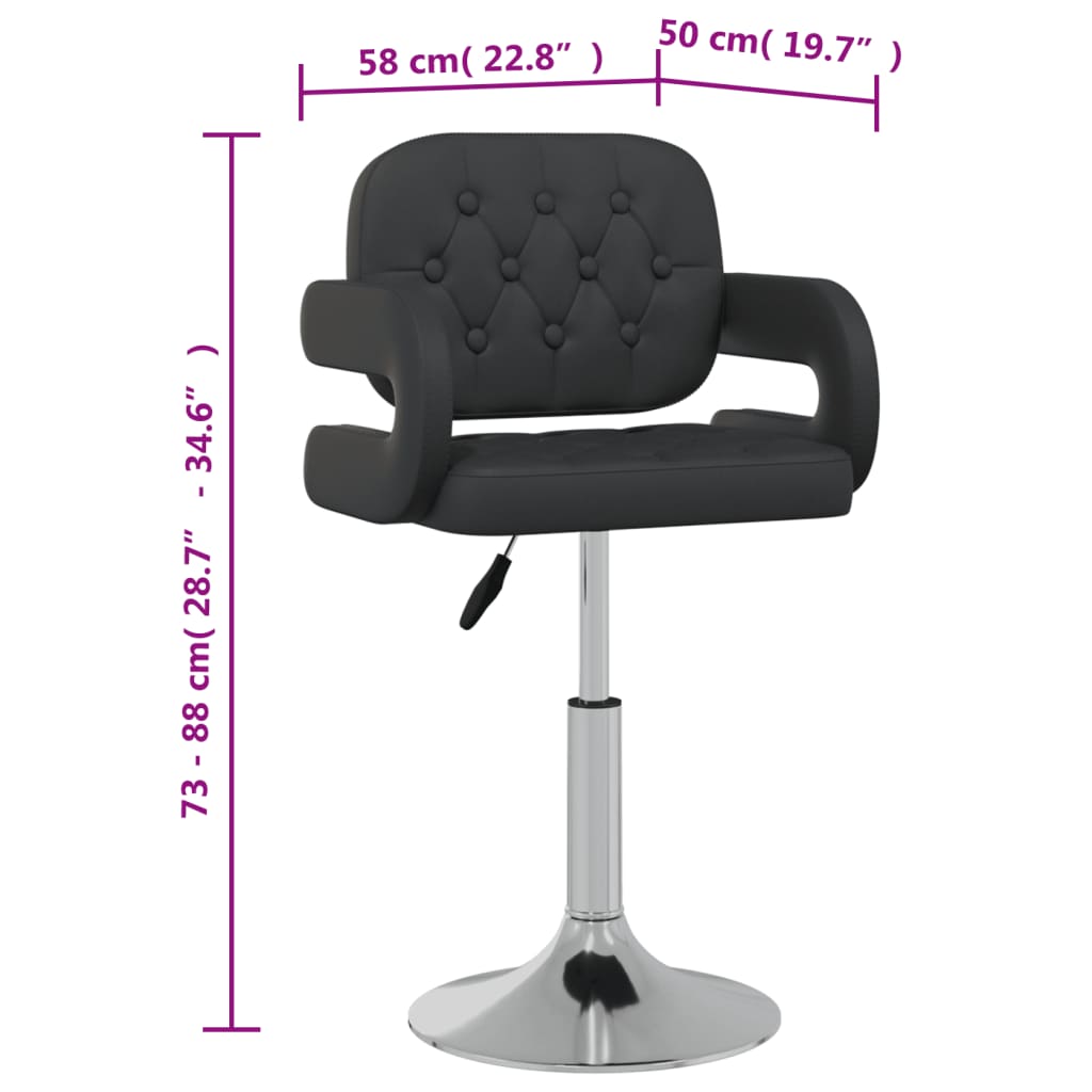 Dining chairs 2 pcs. Swivel black faux leather