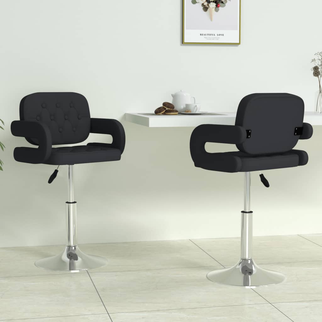 Dining chairs 2 pcs. Swivel black faux leather