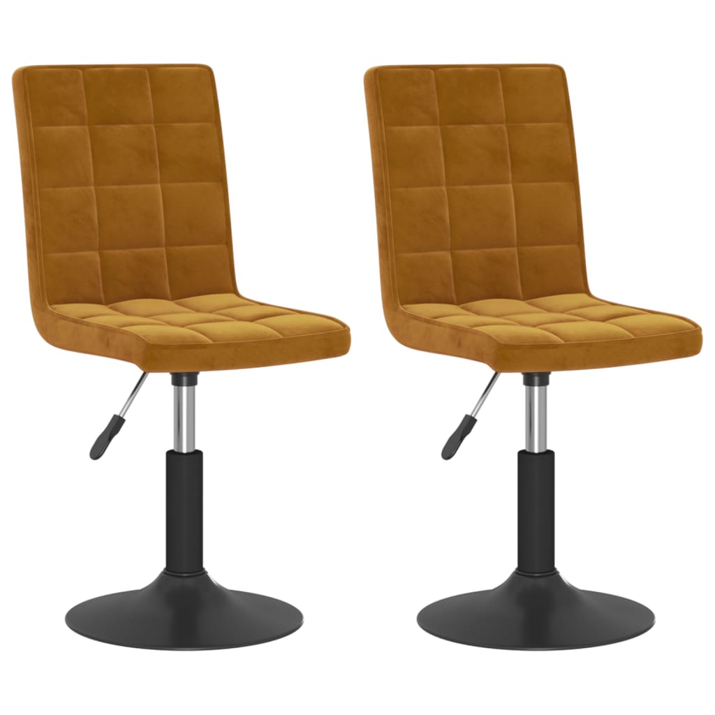 Dining Chairs 2 pcs. Swivel Brown Velvet