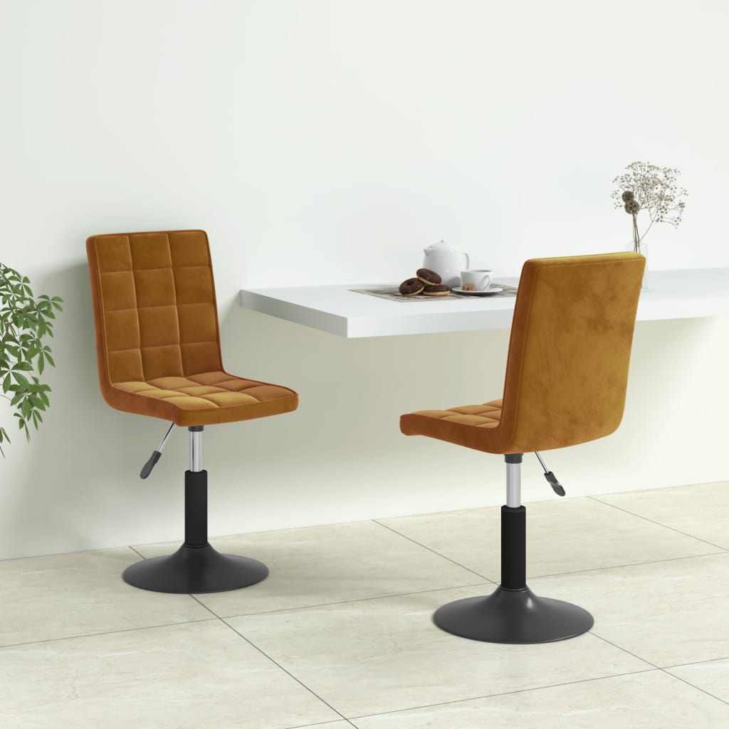 Dining Chairs 2 pcs. Swivel Brown Velvet