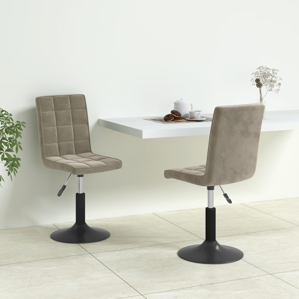 Dining Chairs 2 pcs. Swivel Light Grey Velvet