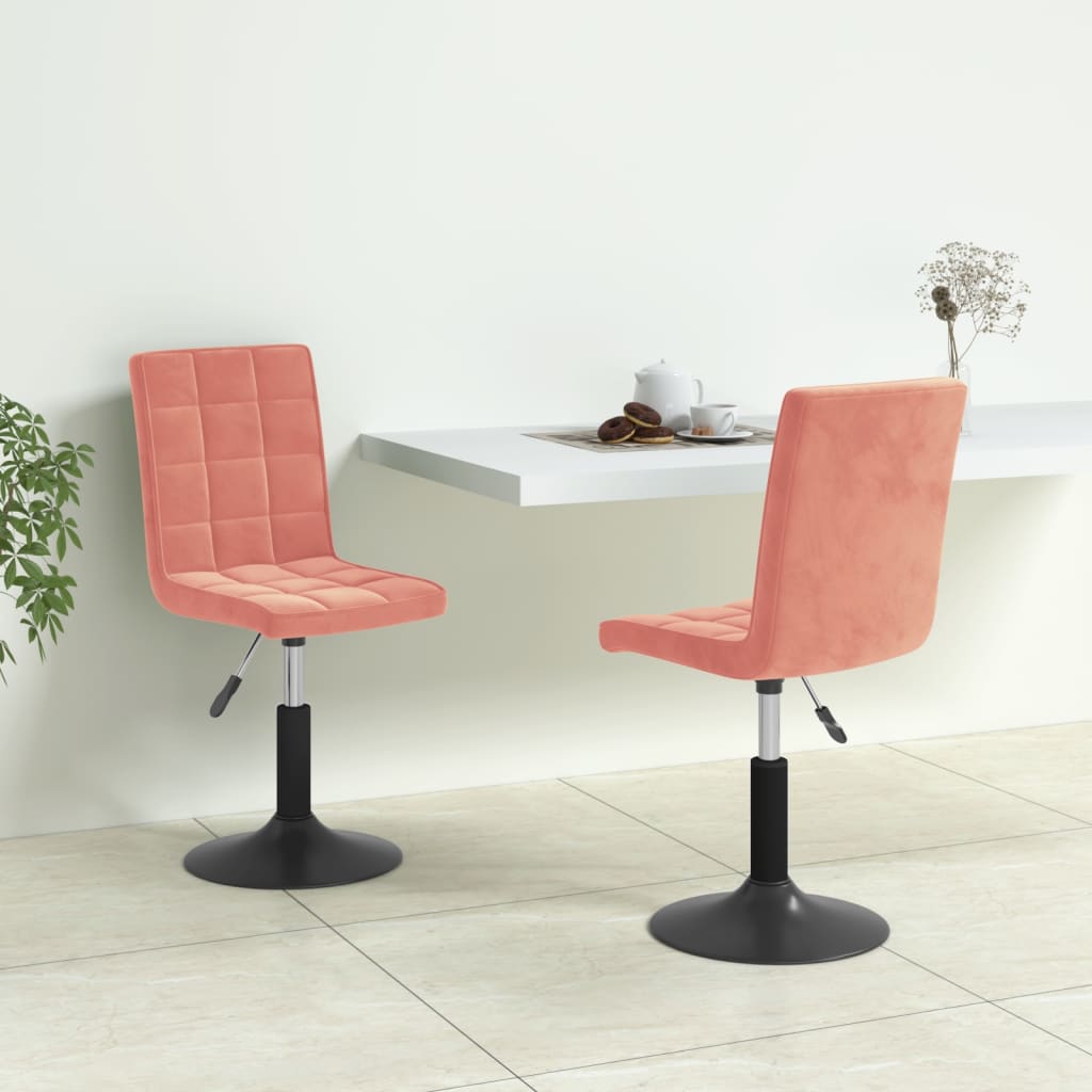 Dining Chairs 2 pcs. Swivel Pink Velvet