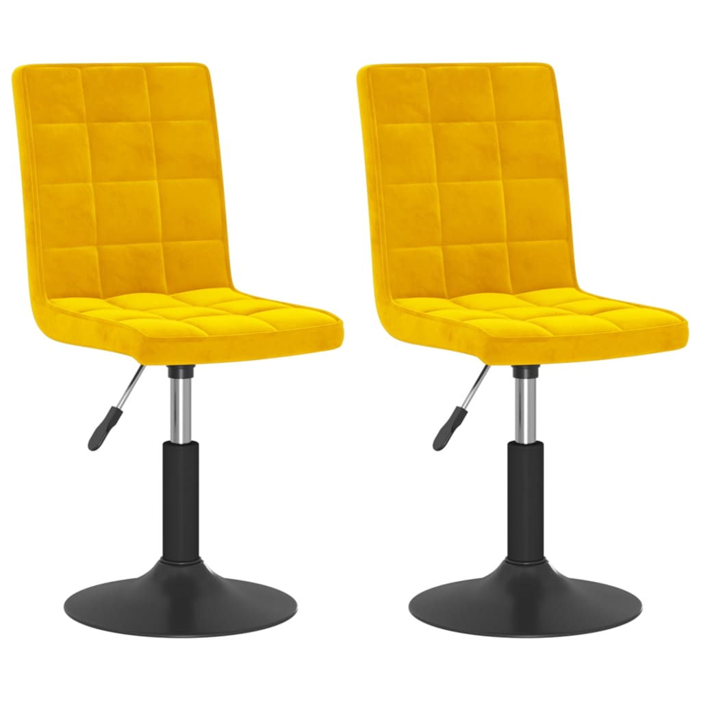 Dining Chairs 2 pcs. Swivel Mustard Yellow Velvet