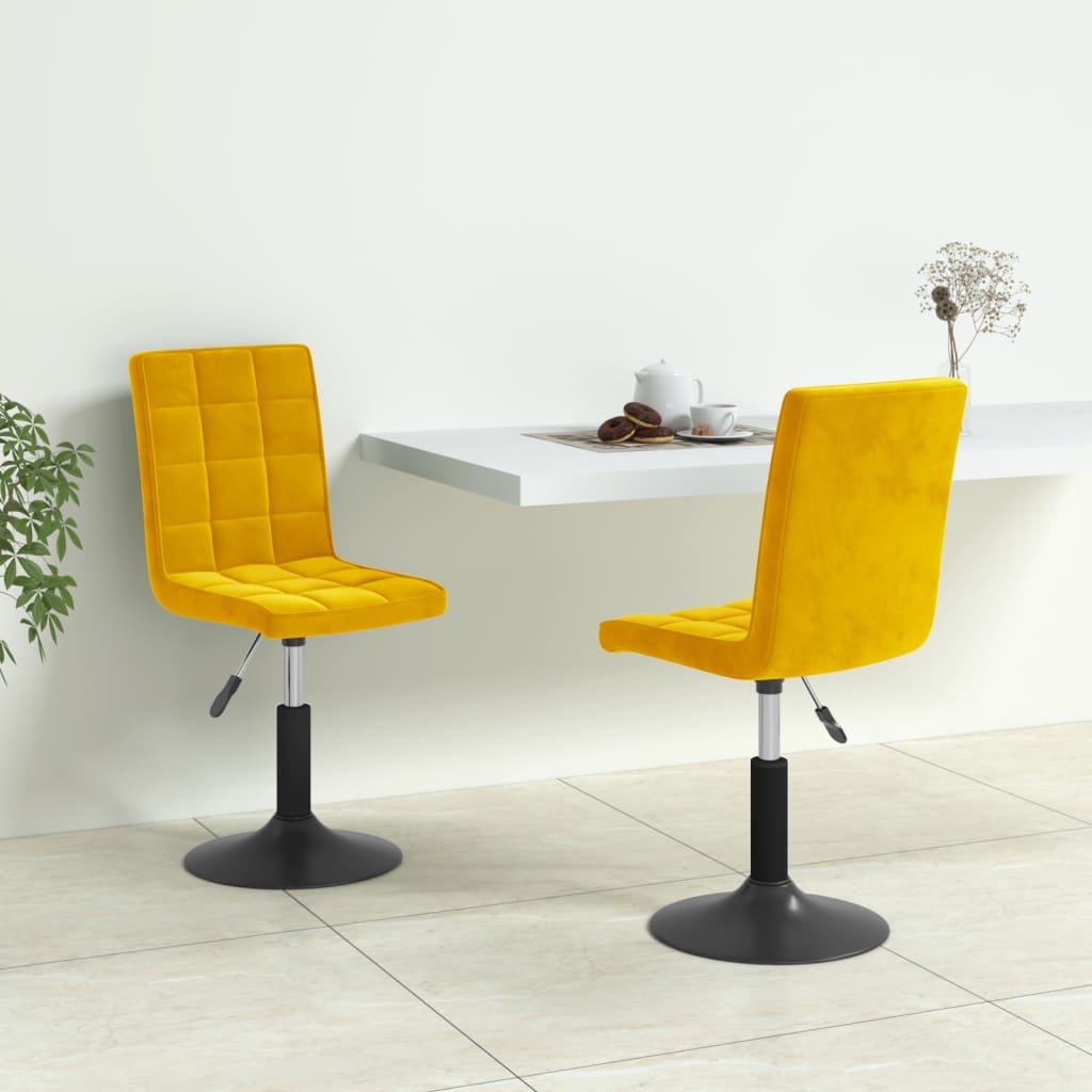 Dining Chairs 2 pcs. Swivel Mustard Yellow Velvet