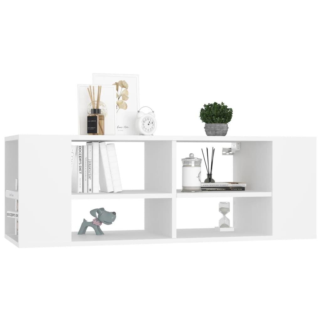 Meuble TV mural blanc 102x35x35 cm en bois