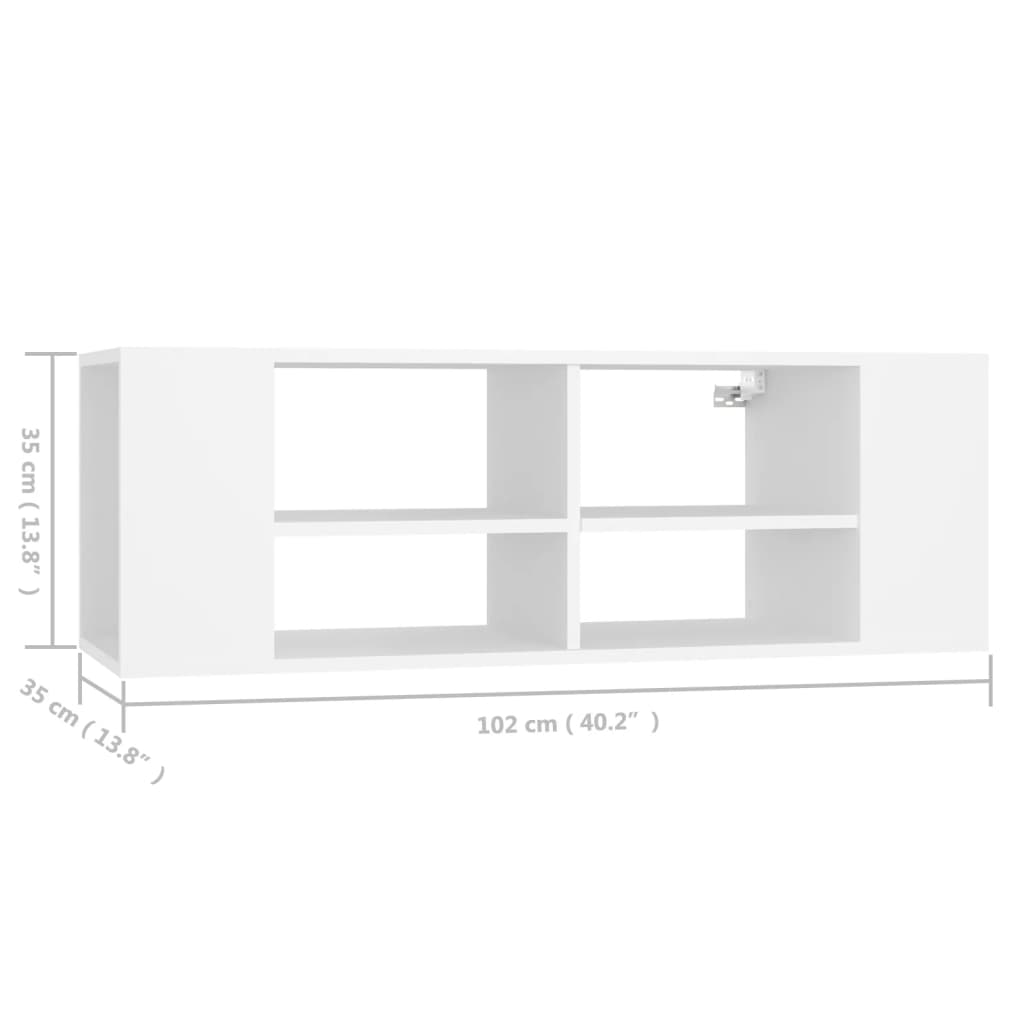 Meuble TV mural blanc 102x35x35 cm en bois