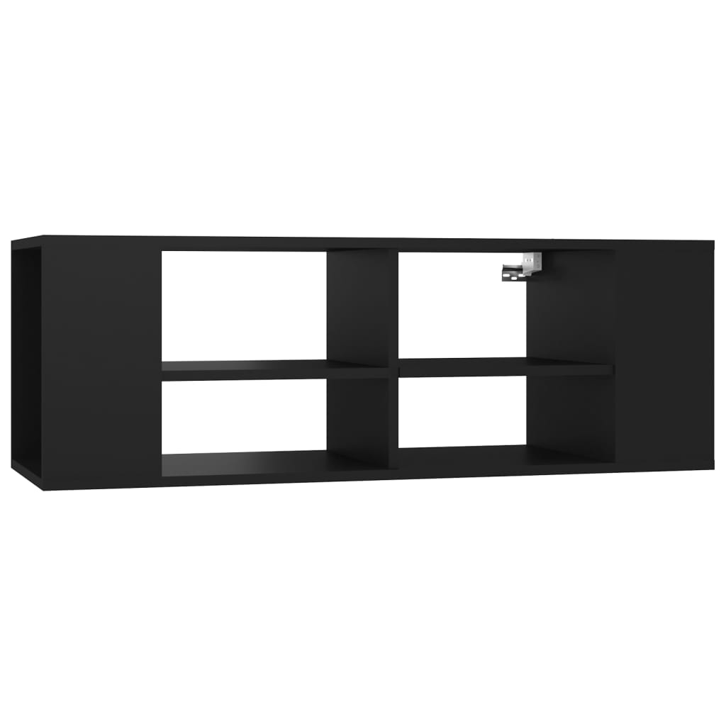 Meuble TV mural noir 102x35x35 cm en matériau à base de bois