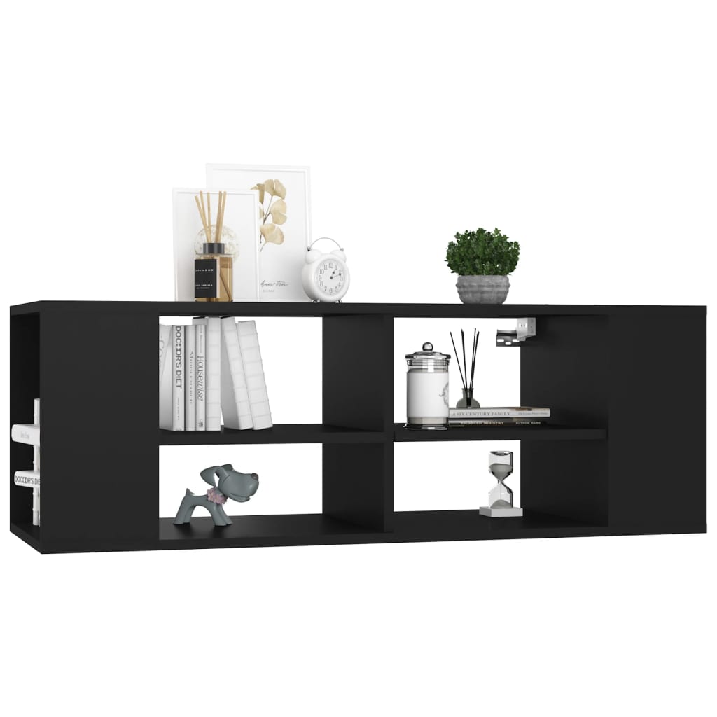 Meuble TV mural noir 102x35x35 cm en matériau à base de bois