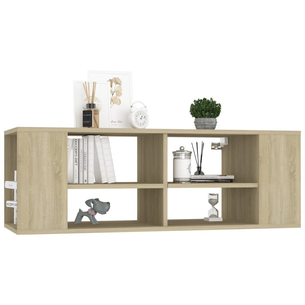 Meuble TV mural en chêne Sonoma 102x35x35 cm, matériau à base de bois