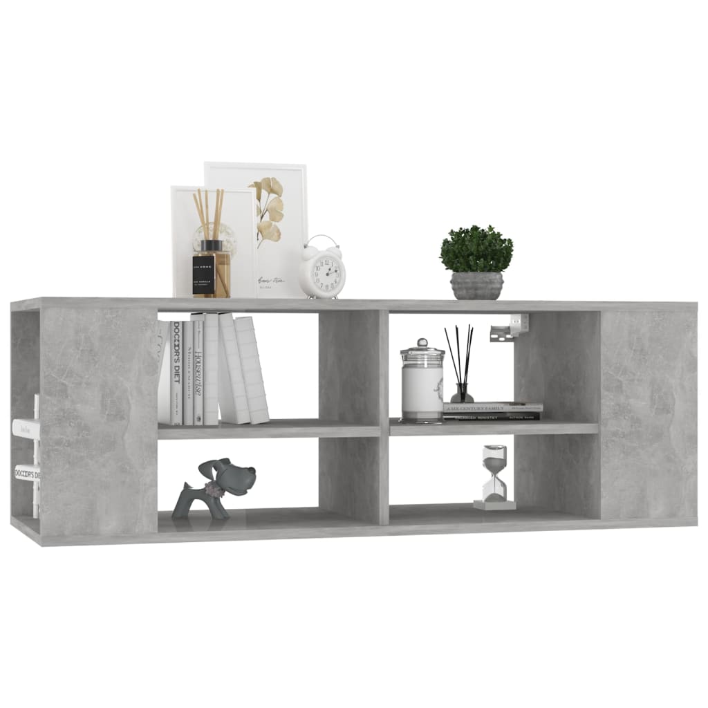 TV wall cabinet concrete grey 102x35x35 cm wood-based material