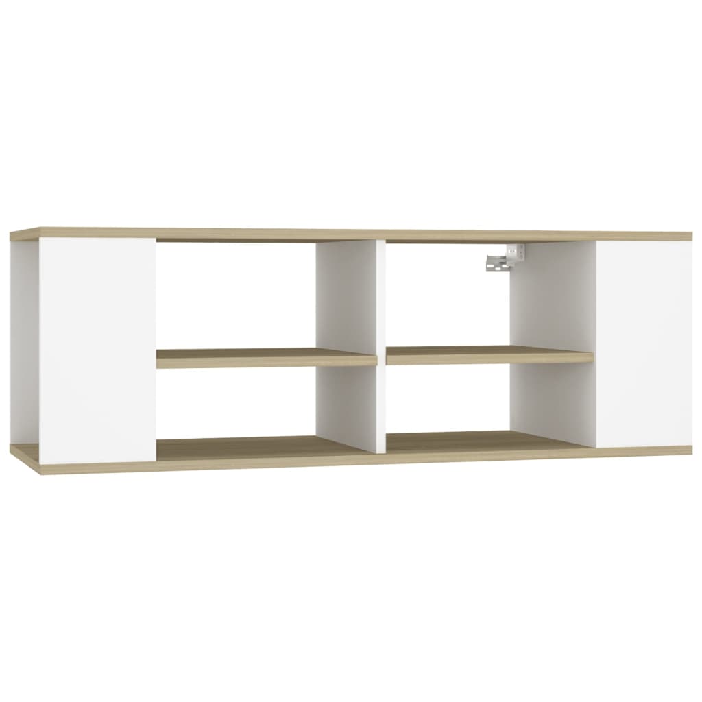 Meuble TV mural en chêne Sonoma blanc 102x35x35 cm matériau bois