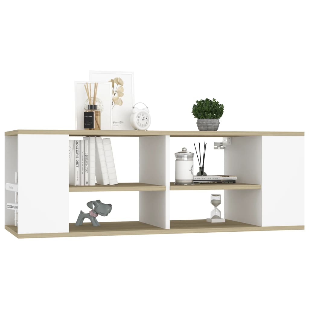 Meuble TV mural en chêne Sonoma blanc 102x35x35 cm matériau bois