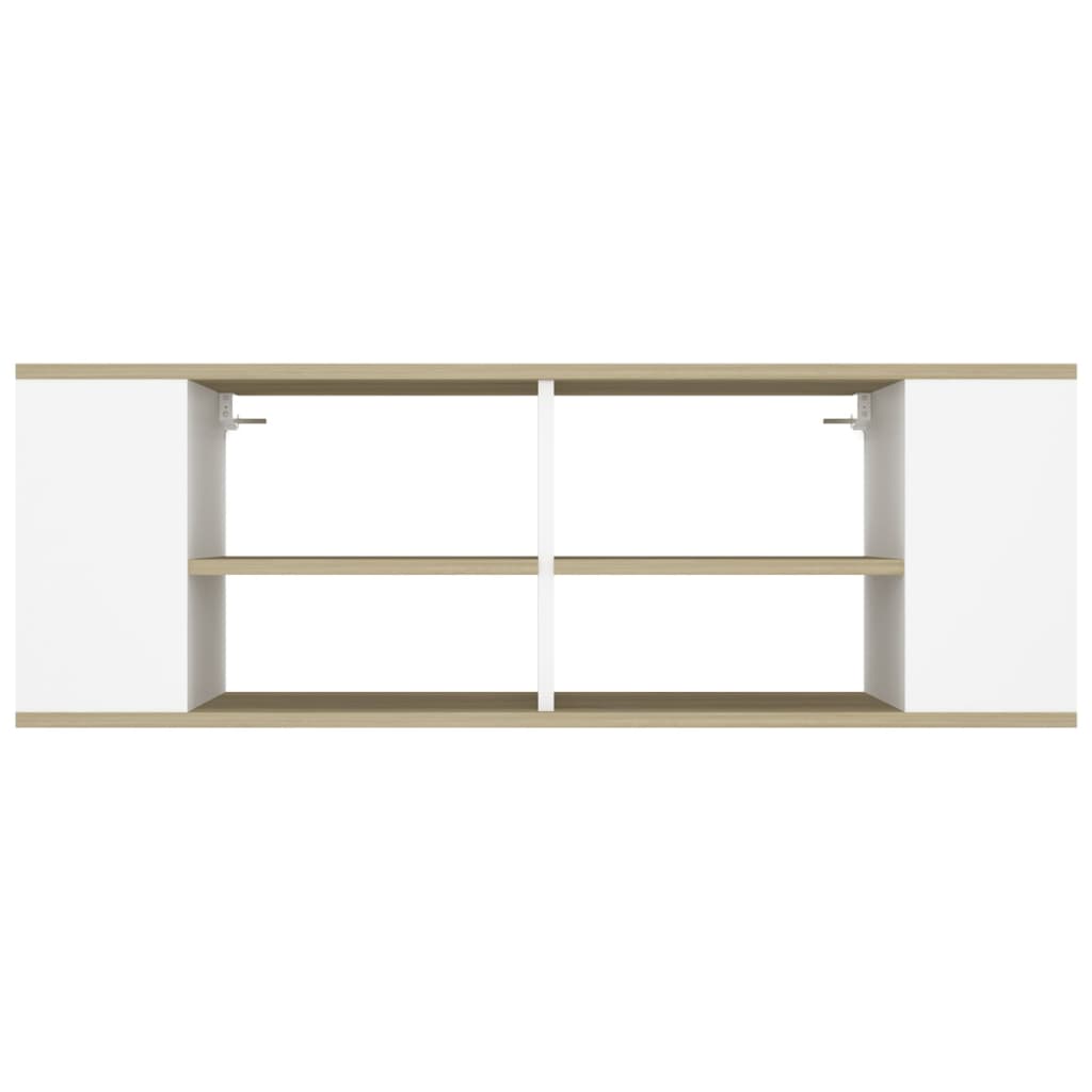 Meuble TV mural en chêne Sonoma blanc 102x35x35 cm matériau bois