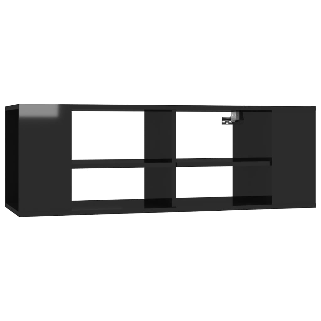 TV wall cabinet high gloss black 102x35x35 cm wood material