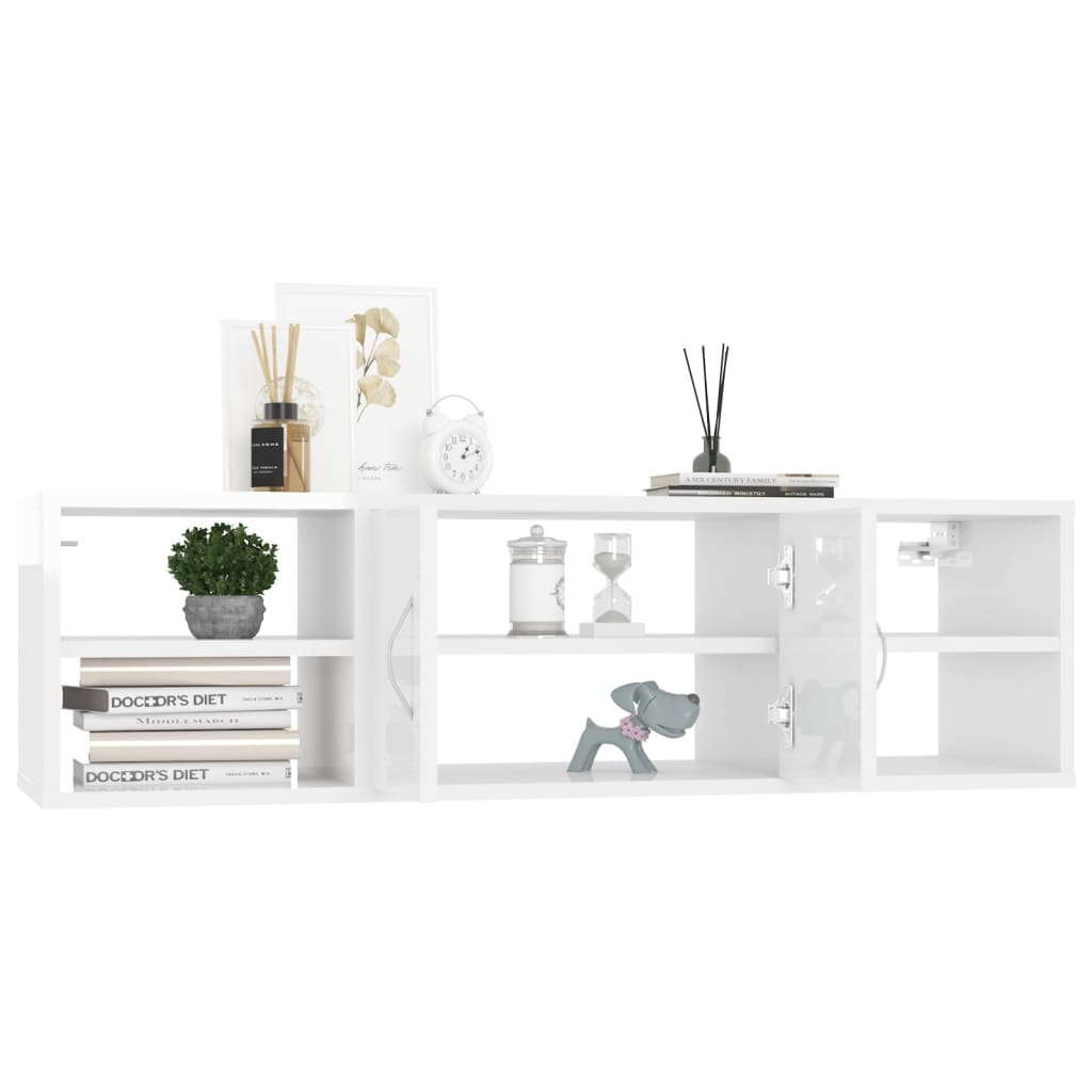 Wall shelf high gloss white 102x30x29 cm wood material