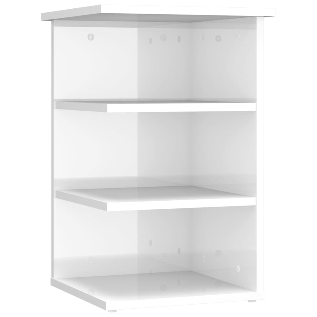 Side shelf high gloss white 35x35x55 cm wood material