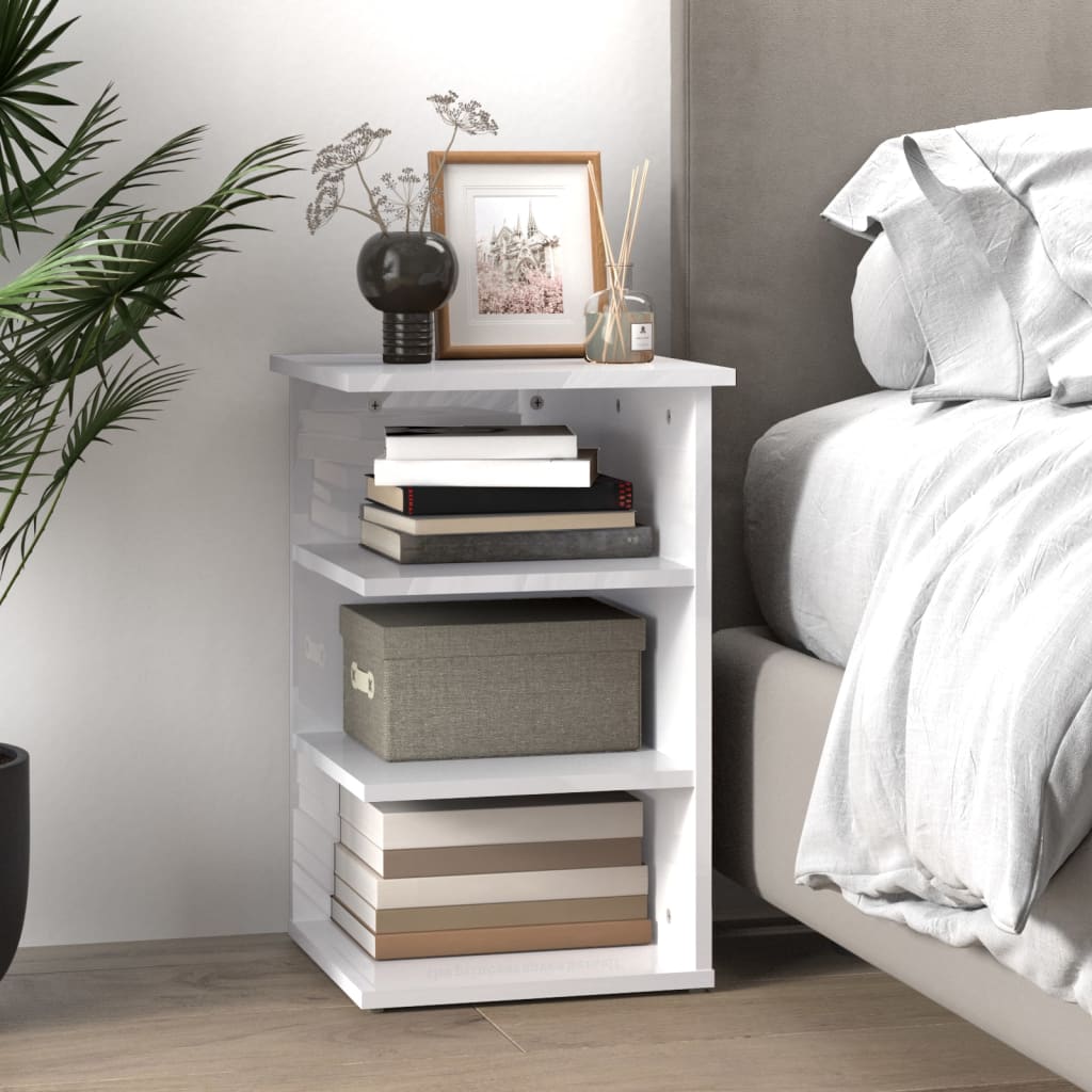 Side shelf high gloss white 35x35x55 cm wood material