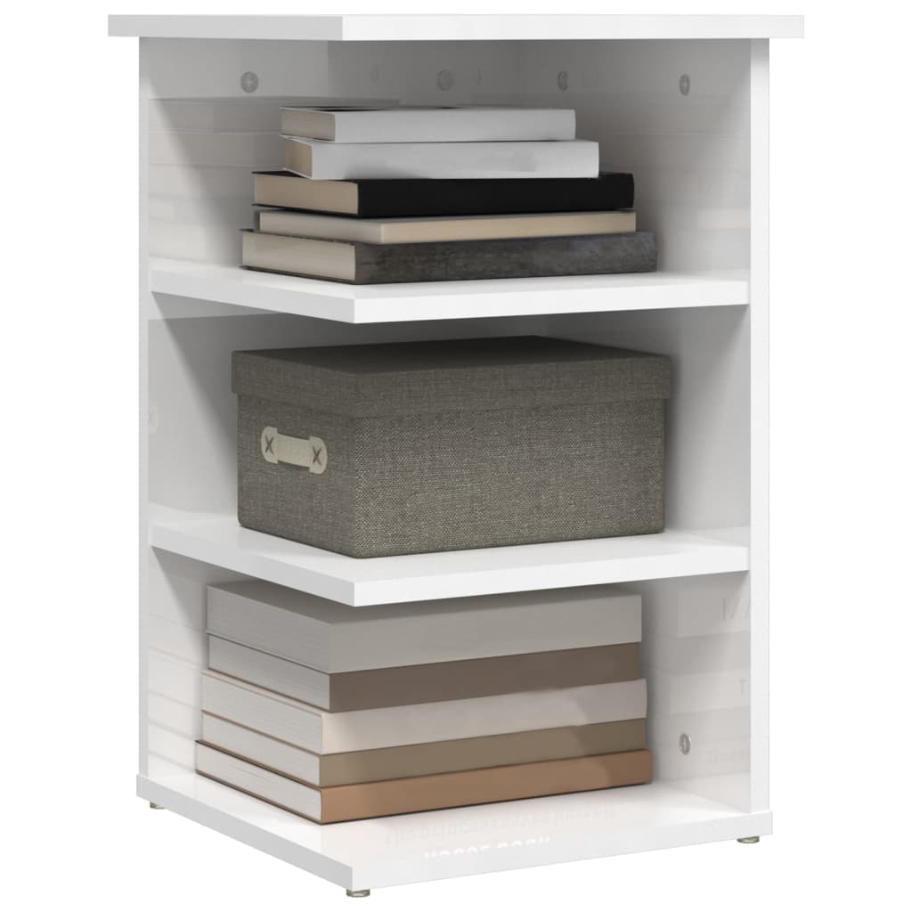 Side shelf high gloss white 35x35x55 cm wood material