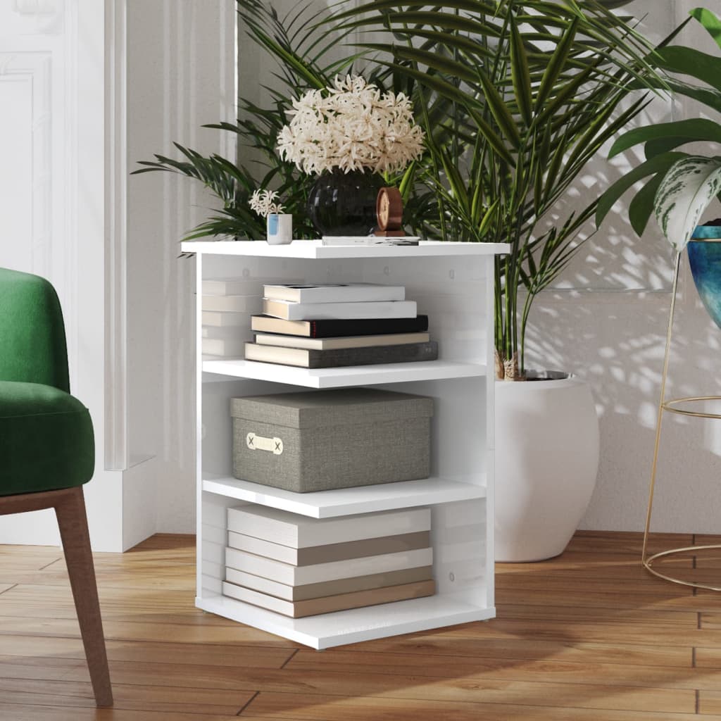 Side shelf high gloss white 35x35x55 cm wood material