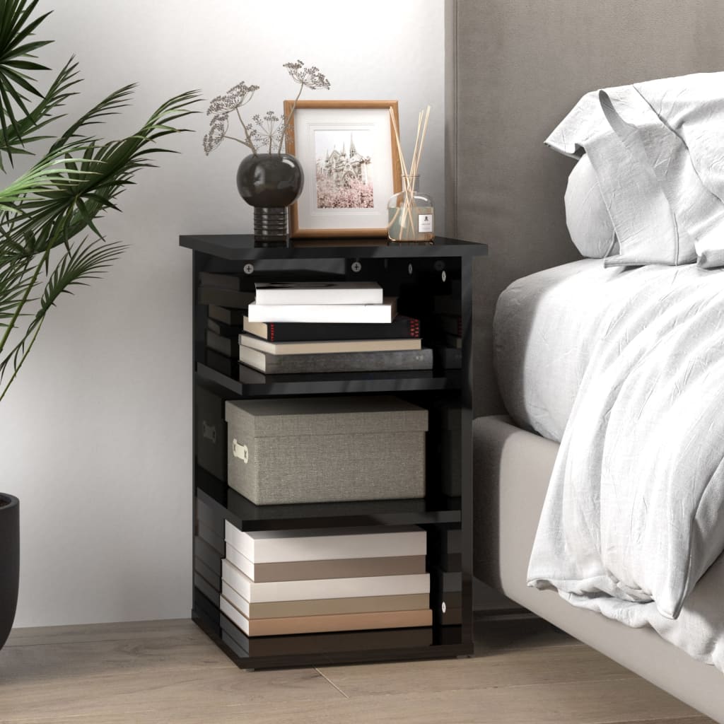 Side shelf high-gloss grey 35x35x55 cm wood material