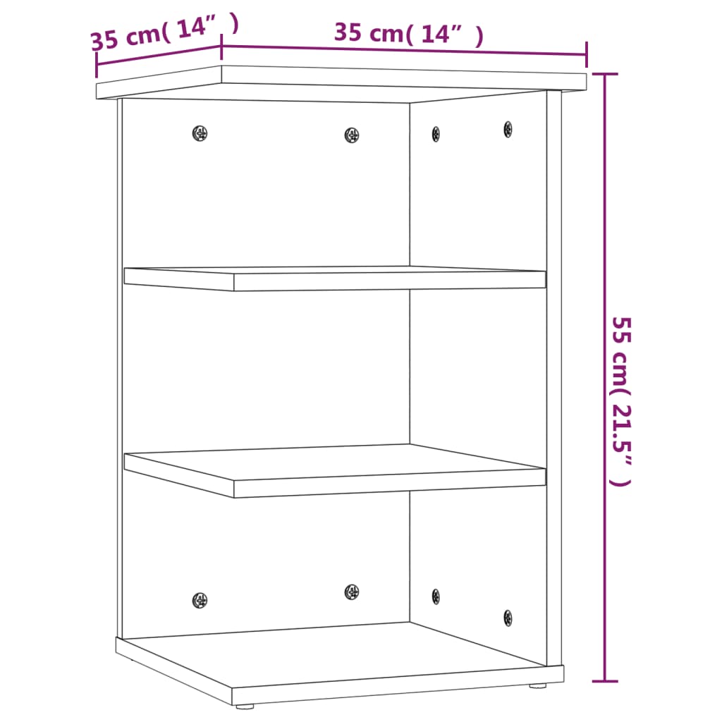 Side shelf high-gloss grey 35x35x55 cm wood material