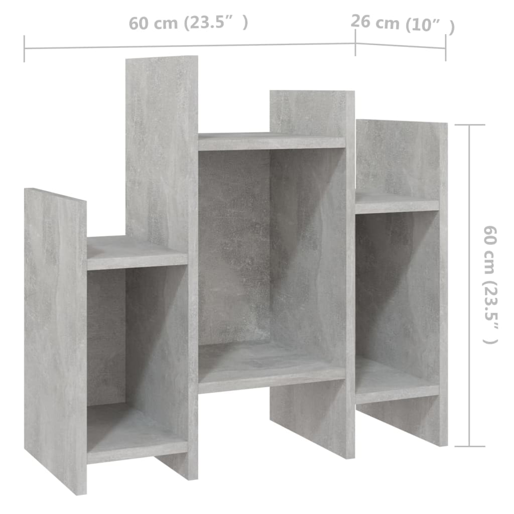 Armoire à étagères gris béton 60x26x60 cm en bois