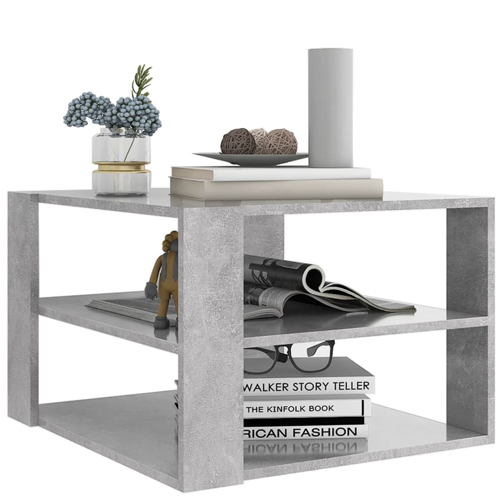 Table basse en béton gris 60x60x40 cm en bois