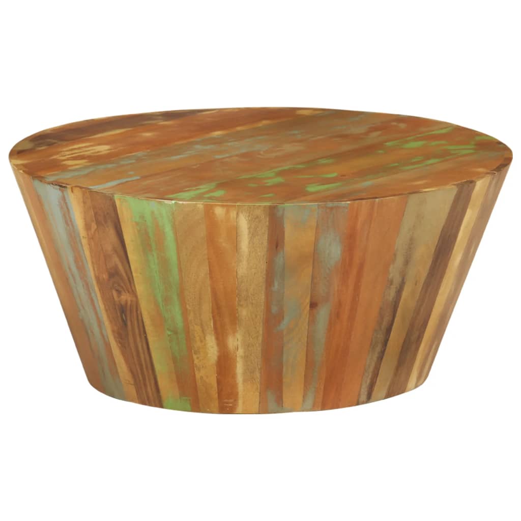 Table basse Ø65x31 cm en bois massif de récupération