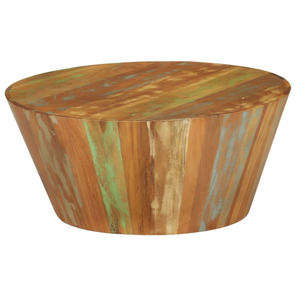 Table basse Ø65x31 cm en bois massif de récupération