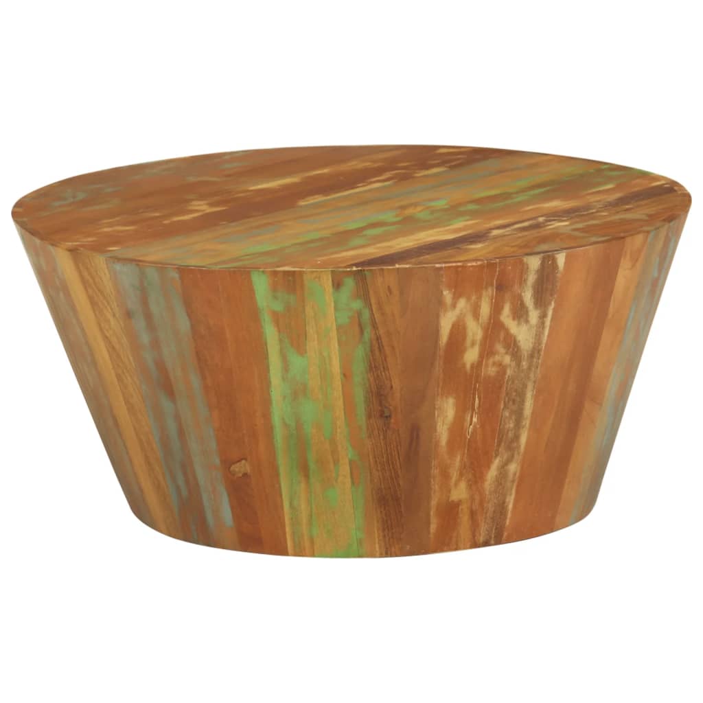 Table basse Ø65x31 cm en bois massif de récupération