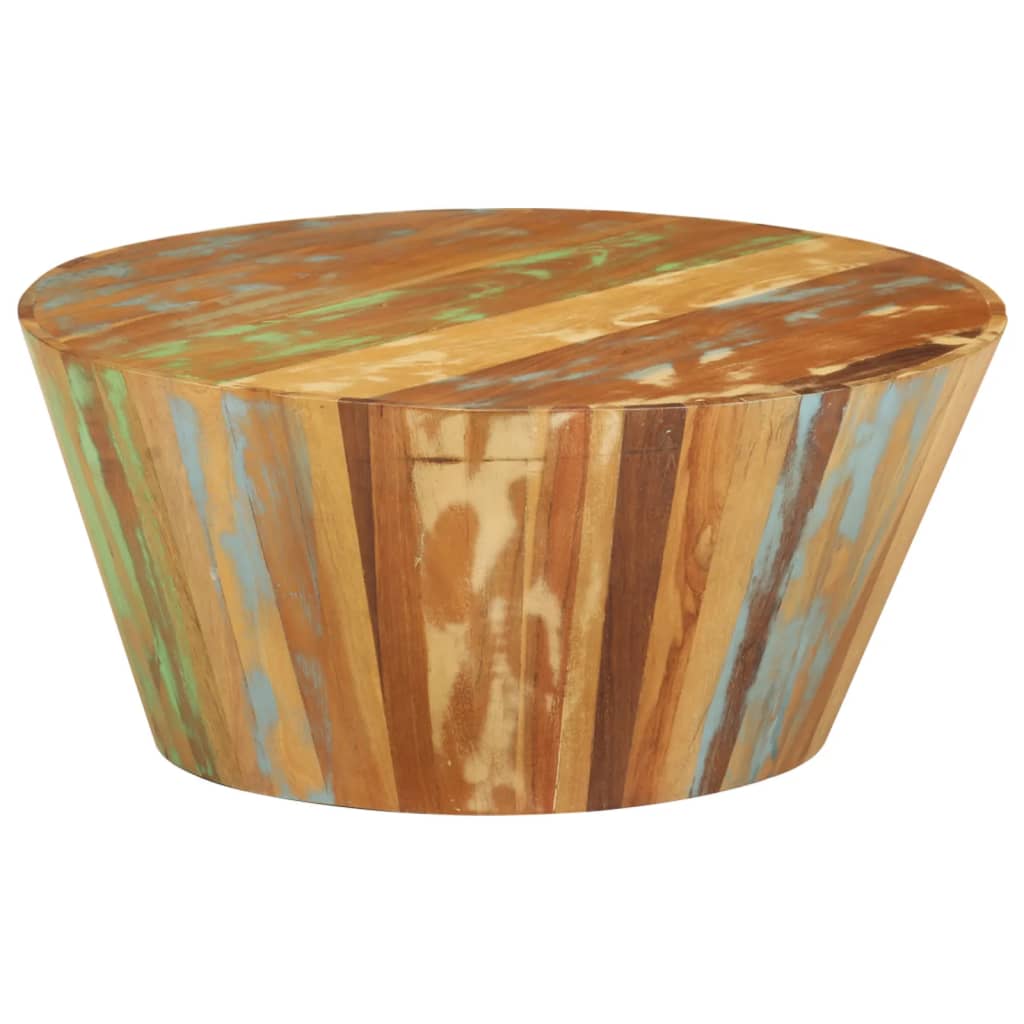 Table basse Ø65x31 cm en bois massif de récupération