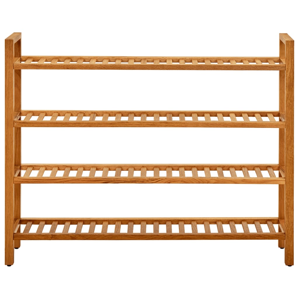 Meuble à chaussures à 4 niveaux 100x27x80 cm en chêne massif