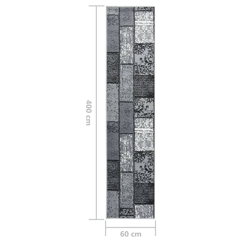 Teppichläufer BCF Grau mit Blockmuster 60x400 cm