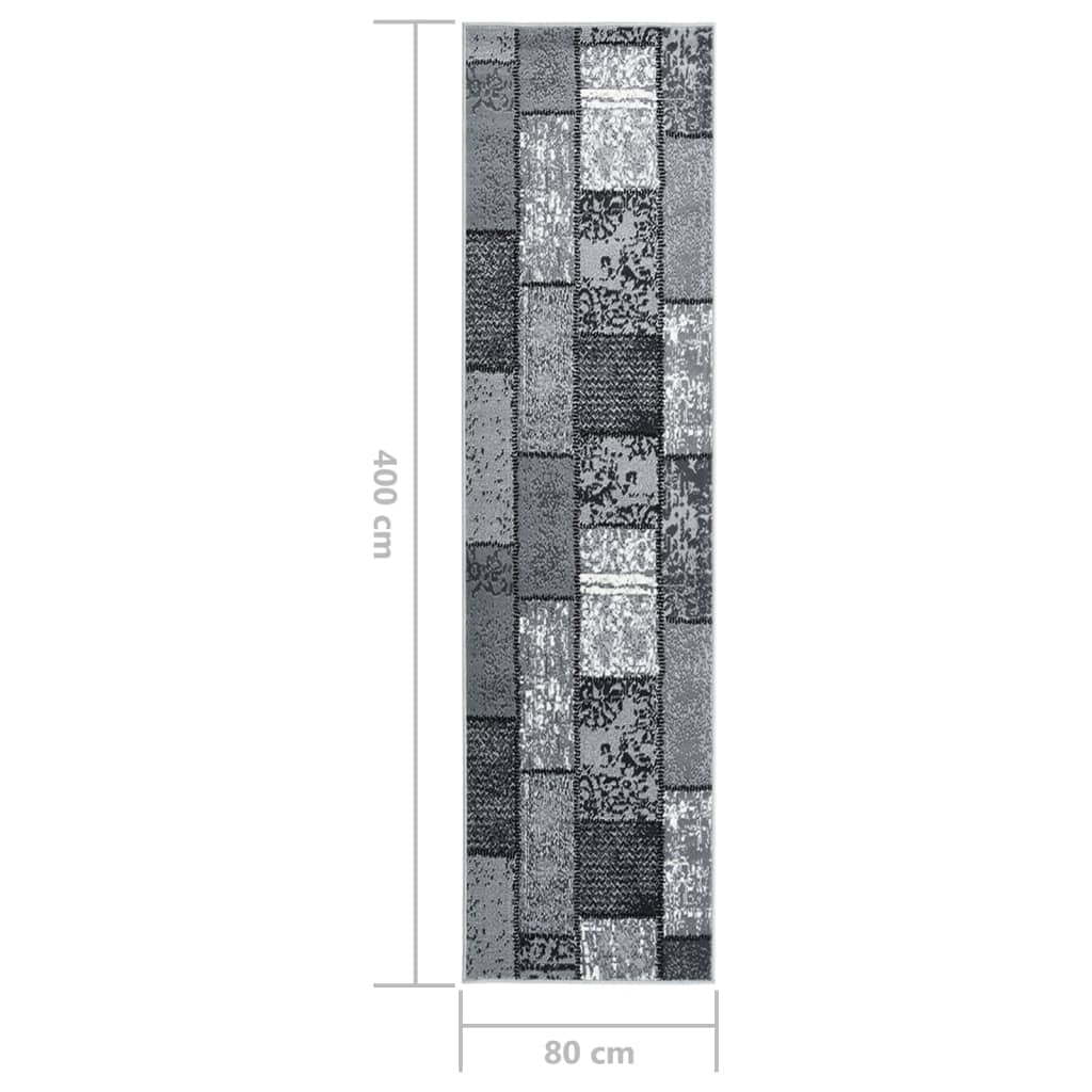 Teppichläufer BCF Grau mit Blockmuster 80x400 cm